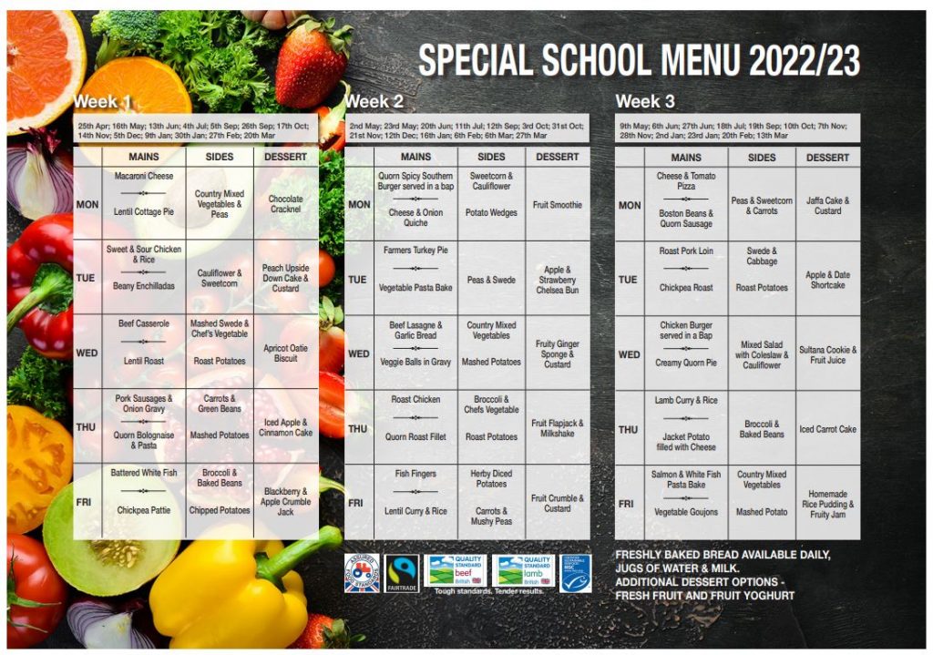 School Dinner Menu – St. Anthony's School